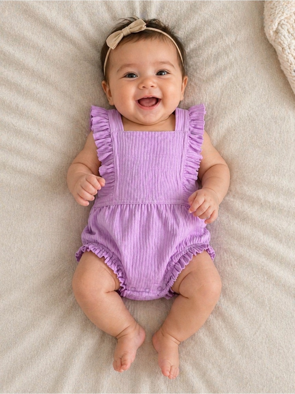Cat & Jack Lilac Ruffle Cotton Baby Romper 3-6m